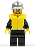 LEGO cty0251 Fire - Reflective Stripes, Black Legs, Silver Fire Helmet, Beard and Glasses, Life Jacket